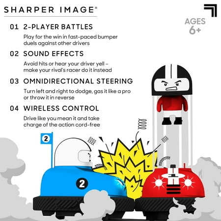 Sharper Image? Toy RC Remote Control Ejecting Bumper Rivals with Includes Wireless Remote Control and Sound Effects, 6-pieces, Red and Blue, Age 8+