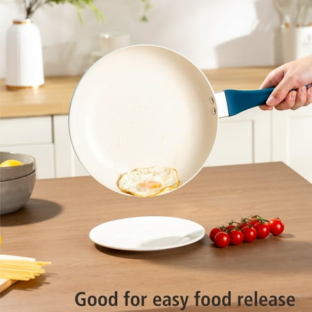 Mainstays 12 Piece Ceramic Nonstick Aluminum Pots and Pans Cookware Set, Blue, Blue