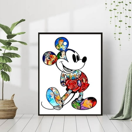 Mickey Mouse Diamond Art DIY 5D Diamond Painting Kits for Adults and Kids Full Drill Arts Craft by Number Kits for Beginner Home Decoration 12x16 inch