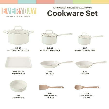 Martha Stewart Everyday Charlemont 12-Piece Linen Aluminum Cookware Set