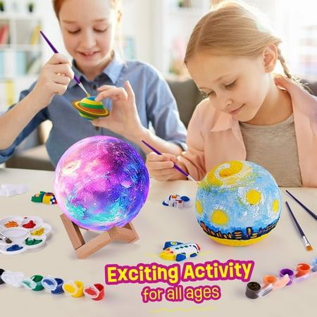 Paint Your Own Moon Lamp Kit, Cool Gifts DIY 3D Space Moon Night Light, Art Supplies Arts & Crafts Kit, Arts and Crafts for Kids Ages 8-12, Toys Girls Boy Birthday Gift Ages 3 +