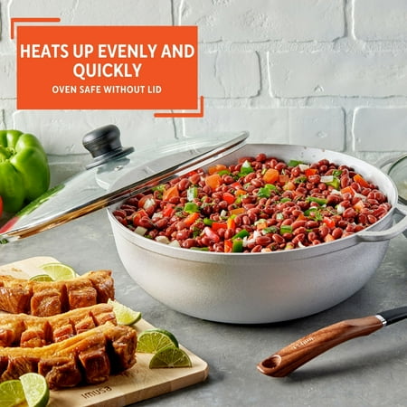 Imusa 2 Piece Colombian Cast Aluminum Caldero Set with Glass Lid, Silver