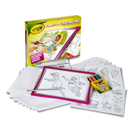 Crayola Pink Light-Up Tracing Pad with Tracing Sheets, Colored Pencils, and Graphite Pencil