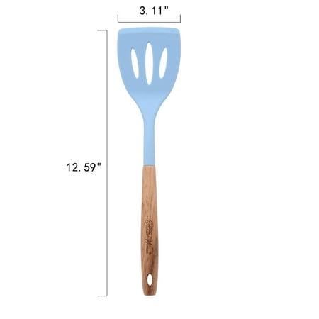 The Pioneer Woman 10-Piece Silicone and Acacia Wood Handle Cooking Utensils Set, Blue