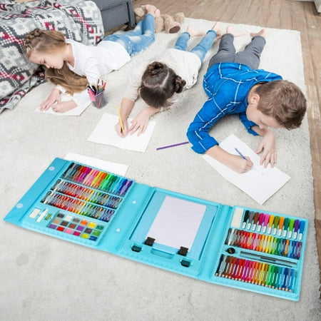 Hot Bee 208 Pcs Kids Art Set, Blue Color Set for Boys&Girls, School Art Supplies Drawing Kit for kids 4-6, Arts & Crafts - School Art Beginners Ideal Chrismat Gift Art Sets for Boys Girls 3 4 5 6+
