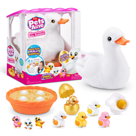 Pets Alive Mama Duck & Baby Surprise, Nurturing Play Surprise Hatching Interactive Girls Toy by ZURU