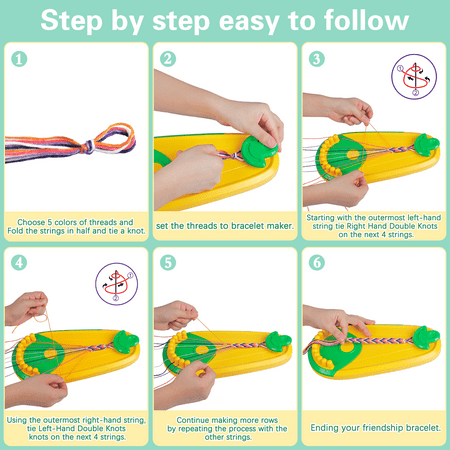 Friendship Bracelet Making Kit,Arts and Crafts for Kids Ages 8-12,DIY Bracelet Making Kit with 20 Pre-Cut Threads,Birthday Gifts for Girl Aged 6 7 8 9 10 11 12 Year Old Child Travel Activity Set