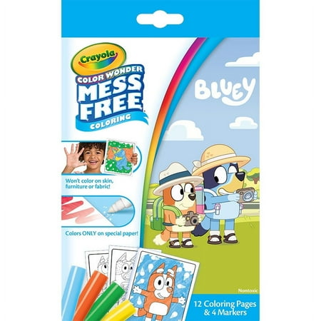 Crayola Bluey Color Wonder Mini Box Set, Toddler Craft, 12 Pgs & 4 Mess Free Markers, Bluey Gift for Girls & Boys, 3+