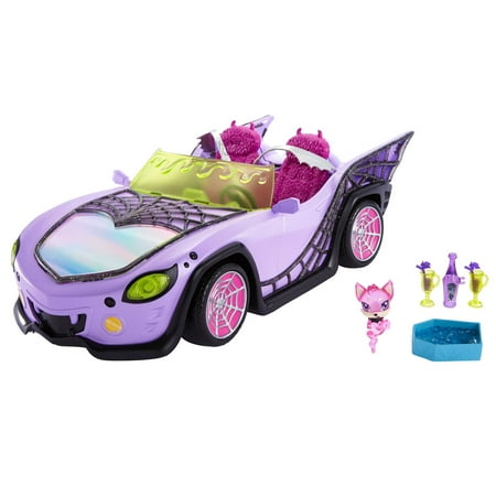 Monster High Ghoul Mobile Toy Car, Purple & Spiderweb Convertible with Pet, Seats 4 Dolls (Dolls Not Inluded)One Size,