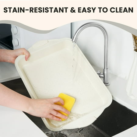 Kikcoin Bakeware Set, 22-Piece Baking Pans Set Kitchen Carbon Steel Baking Sheet Pans with Silicone Handles, Cookie Sheets Nonstick(Beige), Beige