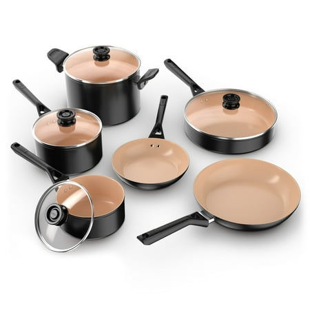 Ninja 10pc Ceramic Pots and Pans Non-Stick Cookware Set, PTFE Free, Oven Safe to 350?F, Induction Compatible