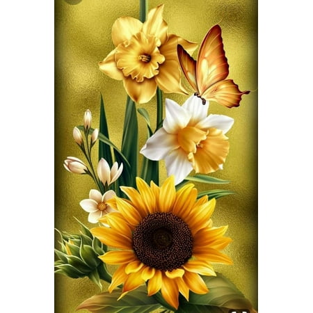 Sunflowers Diamond Art Kits for Adults Beginners, 5D DIY Butterfly Diamond Art Kits Crafts, Flower Diamond dots Gem Art,Home Wall Decor 12 X 16 Inch