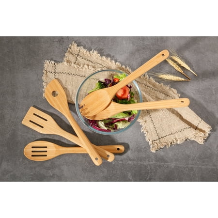Mainstays 5pk Bamboo Spoons for Cooking, Kitchen Essential Tools Set