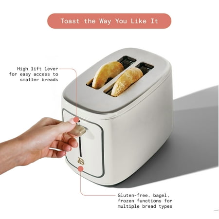 Beautiful 2 Slice Toaster with Touch-Activated Display, White Icing by Drew Barrymore, White