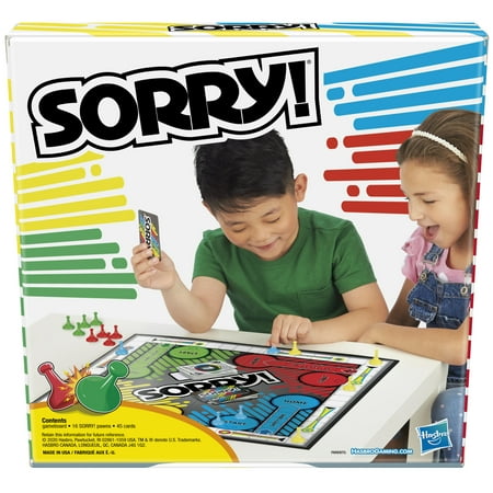 Sorry! Kids Board Game, Family Board Games for Kids, 2 to 4 Players, Non-Candy Easter Basket Stuffers Gifts, Ages 6+