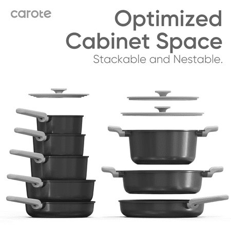 Carote Nonstick Cookware Sets, Ultra Non Stick Pots and Pans, Induction Cooking Set, BlackBlack,