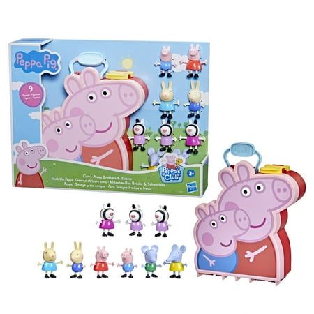 Peppa Pig Peppa's Adventures Carry-Along Brothers & Sisters Preschool Toy, 9 Figures, Ages 3+