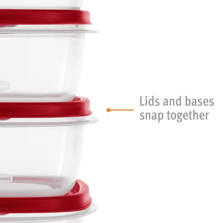 Rubbermaid Easy Find Vented Lid 7-Cup Food Storage Container, Red, 3