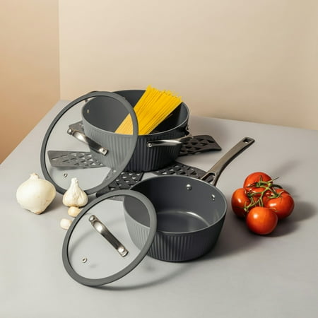 Thyme & Table Signature 12-Piece Cookware Set Non-Stick- Grey & Gunmetal, Gray