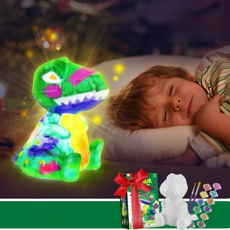 Loyerfyivos Paint Your Own Dinosaur Lamp Kit, Art Supplies Arts & Crafts Kit, Painting kit for Kids 6-12, Dinosaur Toys for Boys Girls and Kids, Girls Boy Birthday Gift Ages 3 4 5 6 7 8 9 10 11 12+, Other