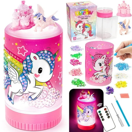 Gifts for Girls Toys Age 4-5-6-7-8: Girls Diamond Art Craft Kits for 3-9 Year Old Kids Birthday Presents Night Light Bedroom Decor Accessories for Girl Boy Fairy Princess Toy Age 3-10