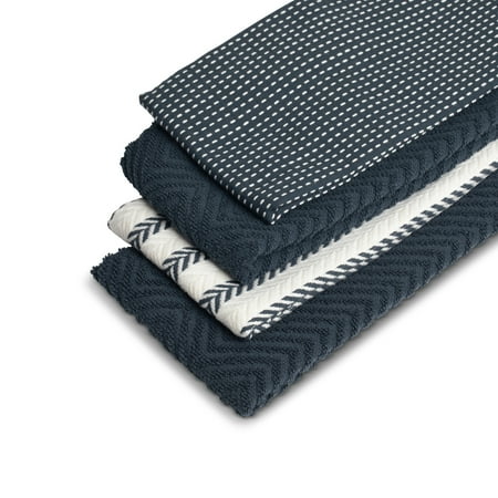 Thyme & Table Kitchen Towels, Navy and White, 4 Pack Set