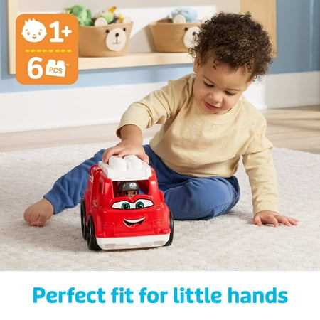 MEGA BLOKS Freddy Fire Truck Fisher-Price Toy Blocks with 1 Figure (6 Pieces) for Toddler