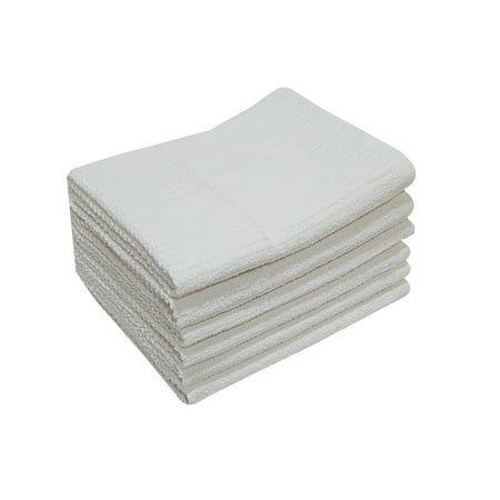 Mainstays 6-Piece Bar Mop Kitchen Towel Set, Solid White