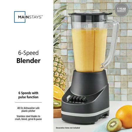 Mainstays 500 W 48 oz Jar 6-Speed Blender, Black