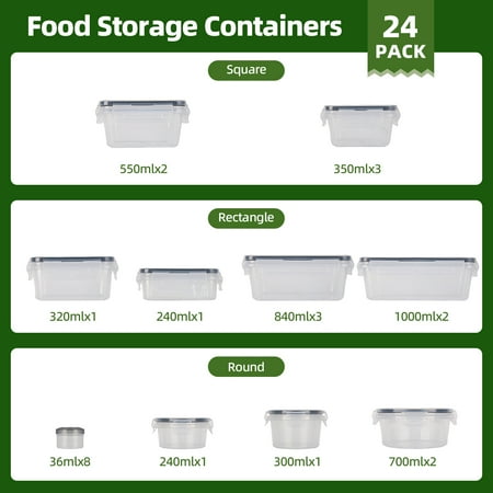 ATUPEN 50 Pcs Food Storage Containers with Lids, Plastic Containers Kitchen Organizers and Storage