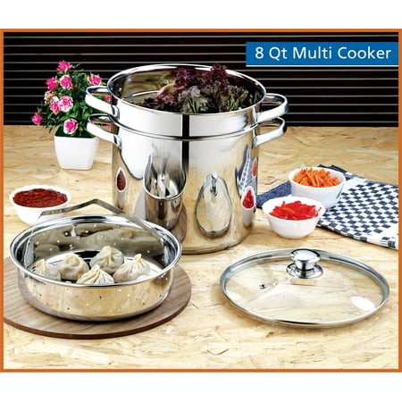 Mainstays 4-Piece Stainless Steel 8 qt Cooker Multipot Set