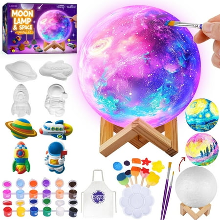 Paint Your Own Moon Lamp Kit, Cool Gifts DIY 3D Space Moon Night Light, Art Supplies Arts & Crafts Kit, Arts and Crafts for Kids Ages 8-12, Toys Girls Boy Birthday Gift Ages 3 +