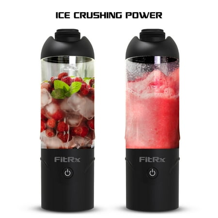 FitRx Rocket Electric Smoothie Blender Bottle, Rechargeable Portable Personal Blender, 18oz., Black