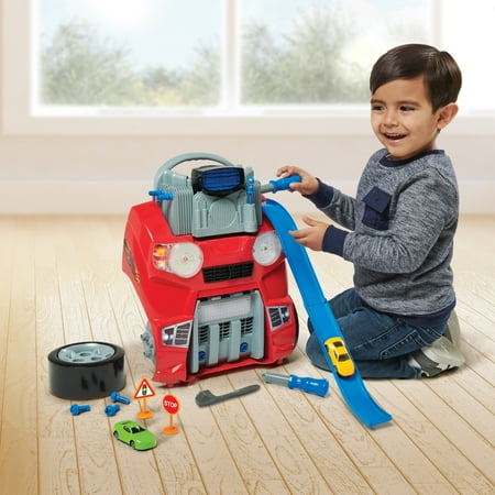 Kid Connection Take Apart Car Engine & Race Track with Interactive Steering Wheel and Dashboard, 36 Pieces, Toddler Toys