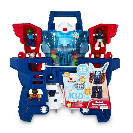 Kid Connection Robot Transporter, Lights and Sounds, 32 Pieces, Toddler Toys