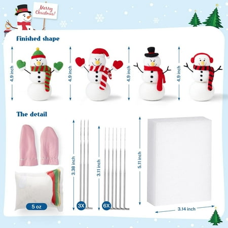 UnityStar Needle Felting Kit, Christmas Snowman Needle Felting Kit for Beginners for Christmas Festival DIY Crafts Gift