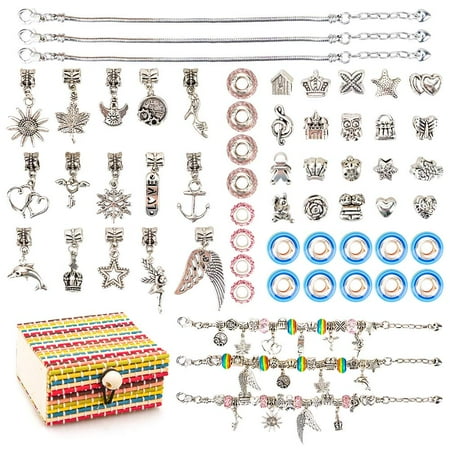 SUNNYPIG Jewellery Charm Making Set for 6 Year Old Girl Friendship Bracelet Making Kit for Kids Age 7 8 9 10 Girls Gifts for 7 8 9 10 Year Old Toy for 6-12 Year Old Teenage Girls Birthday Gifts