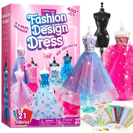 Joyfy Fashion Design Sewing Art and Craft Kit for Girls,Valentine's Crafts with 3 Mannequins
