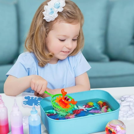 Magic Water Elf Toy Kit, Aqua Fairy Water Gel Kit with Magic Gels, 12 Sea Creature Molds. Christmas Gifts, Birthday Gifts, Arts & Crafts DIY STEM Kits for Kids ?12x60ml + 12 parts), Other, Set-D?12x60ml + 12 parts