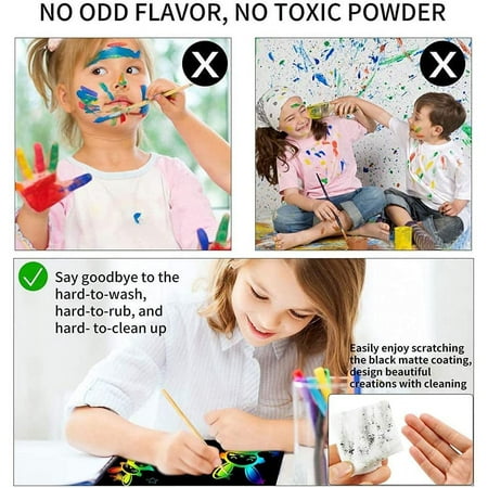 MAINYU Scratch Paper Art Set for Kids - 50 Sheets Scratch Off Arts and Crafts Supplies Kits Sheet Pack for Children Girls Boys Birthday Game Party Favor Christmas Craft Gifts-7.5''