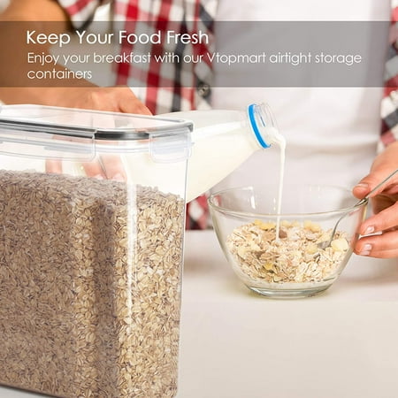 Kosbon Large Cereal Containers Storage Set, 4 Packs Dispenser Approx. 4L Fits Full Standard Size Cereal Box, Airtight Cereal Container Set, Large Plastic Storage Container