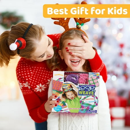 CandWuom Weaving Loom Kit for Kids Crafts, 7" Pot Holder Loom Knitting Kits Crafts for Kids 8-12 Girls Gifts, Make 6 Masterpieces