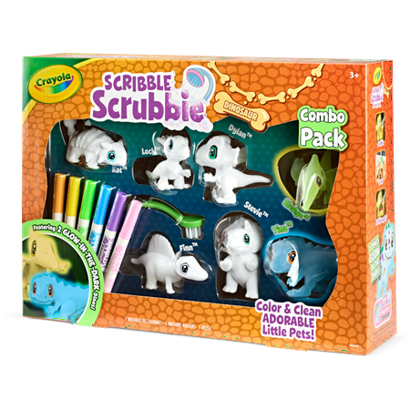 Crayola Scribble Scrubbie Pets Dinosaur Glow Combo Pack, Dino Gift for Kids, Dinosaur Toys, Ages 3+