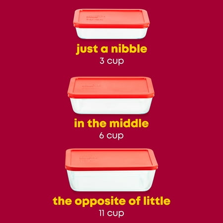 Pyrex Simply Store Glass Storage Container, Multi Color, 6 Piece