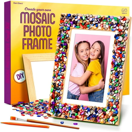 Dan&Darci DIY Mosaic Picture Frame Kit for Kids - Arts and Craft Kits for Girls & Boys - Crafts for 6-14 Year Old - Photo Birthday Gifts, Gift for Teens, Tweens