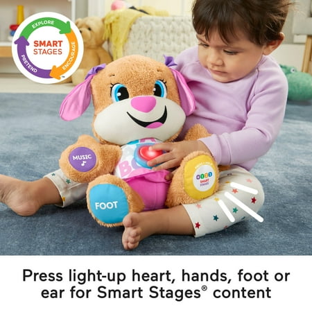 Fisher-Price Laugh & Learn Smart Stages Sis Puppy Plush Learning Toy for Baby, Infants and Toddlers, 6 months and up