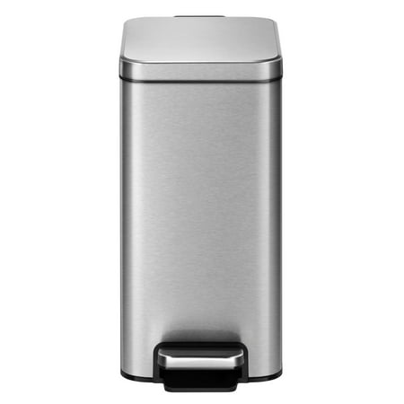 Better Homes & Gardens 2.6G Slim Stainless Steel Step Trash Can; Bedroom Bath Office Step CanSilver,