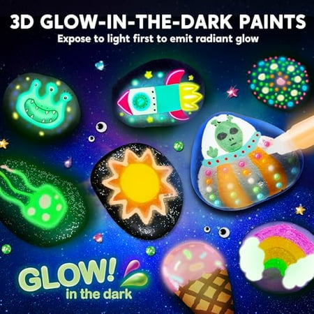 Joyfy Glow in the Dark Rock Painting Arts and Crafts Kit, Creative Fun for Kids Ages 6+