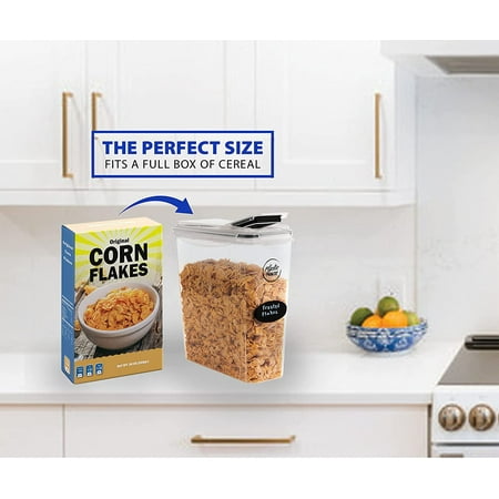 Kosbon Large Cereal Containers Storage Set, 4 Packs Dispenser Approx. 4L Fits Full Standard Size Cereal Box, Airtight Cereal Container Set, Large Plastic Storage Container