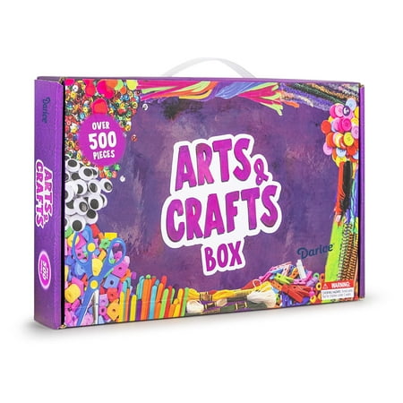 Darice Arts and Crafts Kit - 500+ Piece Kids Craft Supplies & Materials, Art Supplies Box for Girls & Boys Age 4 5 6 7 8 9